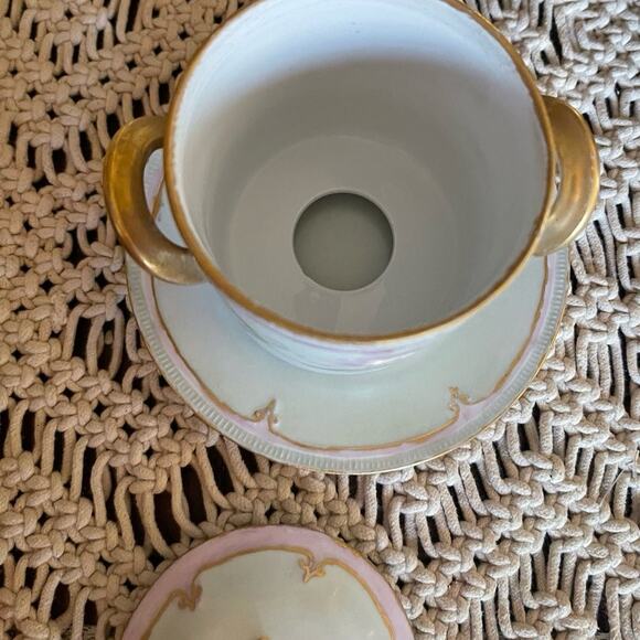 Zeh Scherzer & Co. ZS and Co. pink floral condensed milk container and plate - Picture 4 of 12